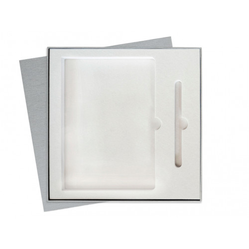 Коробка подарочная Solution Superior под ежедневник и ручку, серебро, 25,7x25,7 см, бежевый ложемент