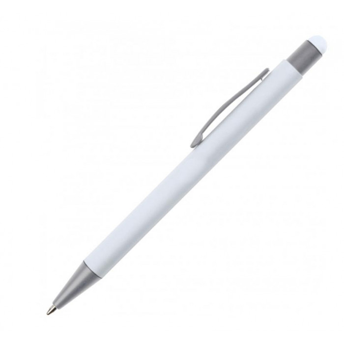 Ручка шариковая металлическая со стилусом SALT LAKE Requis, софт тач, металлическая, белая