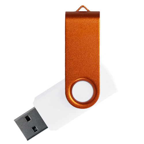 Флеш накопитель USB 2.0 Twister Сolor Mix 16GB, пластик Софт Тач/металл, белый/оранжевый