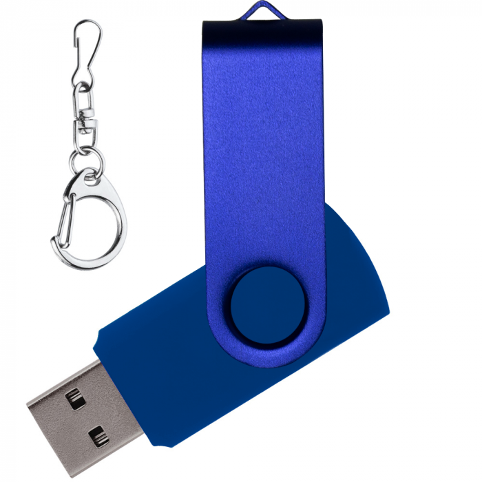 Флеш накопитель USB 2.0 Twister 64GB, пластик Софт Тач/металл, синий/синий