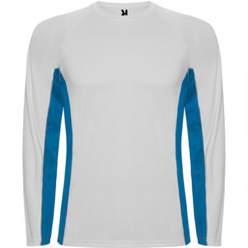 Спортивная футболка SHANGHAI L/S мужская, БЕЛЫЙ/КОРОЛЕВСКИЙ СИНИЙ 2XL