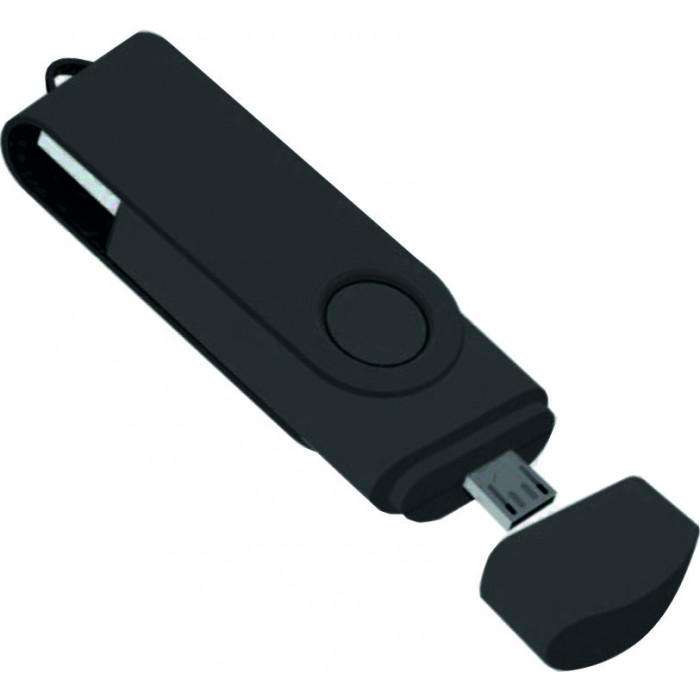 Флеш накопитель USB 2.0 Twister Smart 16GB, пластик Софт Тач/металл, черный/черный