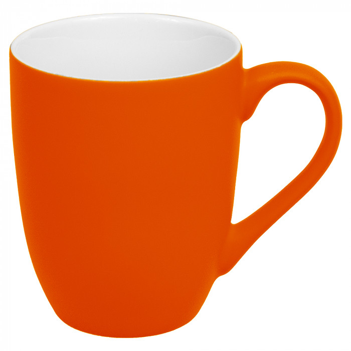 Кружка фарфоровая Casa Grande Tulip Soft софт тач, оранжевая/белая, 350 мл