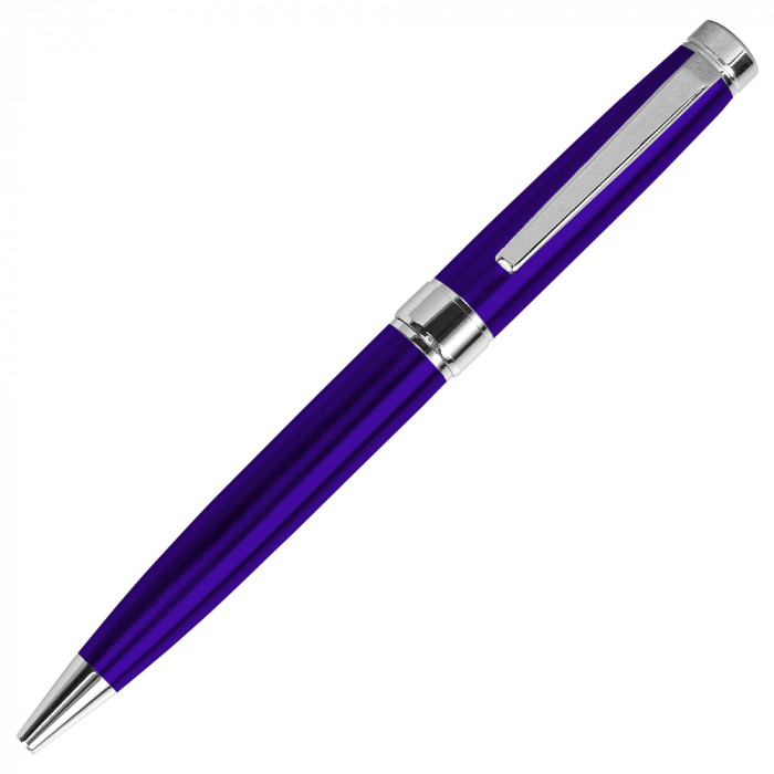 Ручка шариковая глянцевая Grand Diplomat металлическая, темно-синяя/серебристая