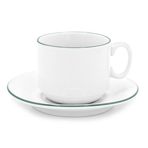 Чайная пара фарфоровая  220см³ экспресс Палитра, зеленый, в коробке