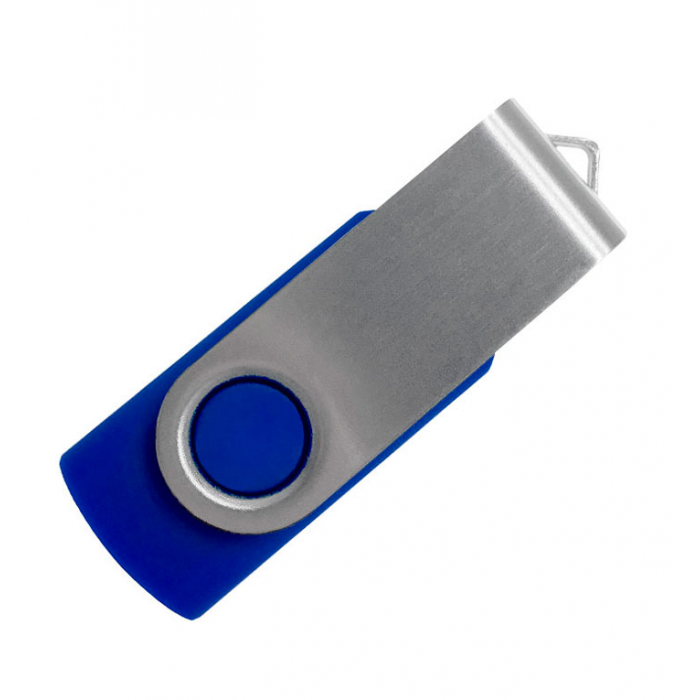 Флеш накопитель USB 2.0 Twister 64GB, пластик Софт Тач/металл, синий/серебристый