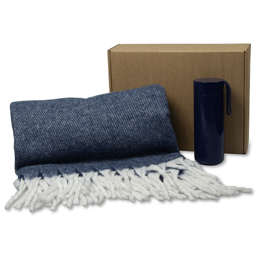 Набор подарочный Solution Duo (плед Super Soft Nature, термокружка "Бастион"), синий