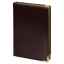 Ежедневник полудатированный Classic Pristine Gold А5, темно-коричневый  с золотом, с металлическими уголками, в твердой обложке с поролоном