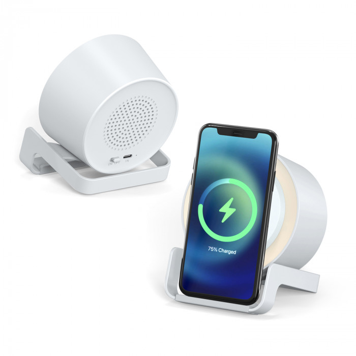 Беспроводная Bluetooth колонка U-Tone c функцией беспроводной зарядки, белый Беспроводная Bluetooth колонка U-Tone c функцией беспроводной зарядки, белый