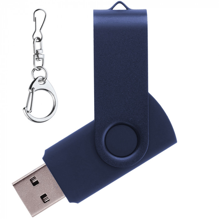 Флеш накопитель USB 2.0 Twister 64GB, пластик Софт Тач/металл, темно-синий/темно-синий