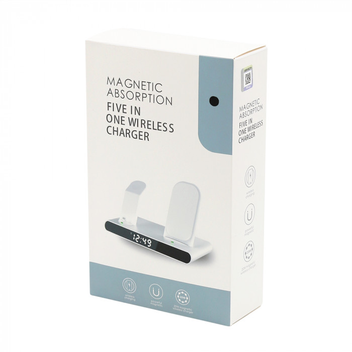 Часы электронные Abbatt мультифункциональные с беспроводной зарядкой, черный Часы электронные Abbatt мультифункциональные с беспроводной зарядкой, черный