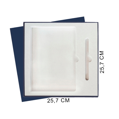 Коробка подарочная Solution Superior Alfa Fabrique под ежедневник и ручку, темно-синяя, 25,7x25,7x2,8 см бежевый ложемент