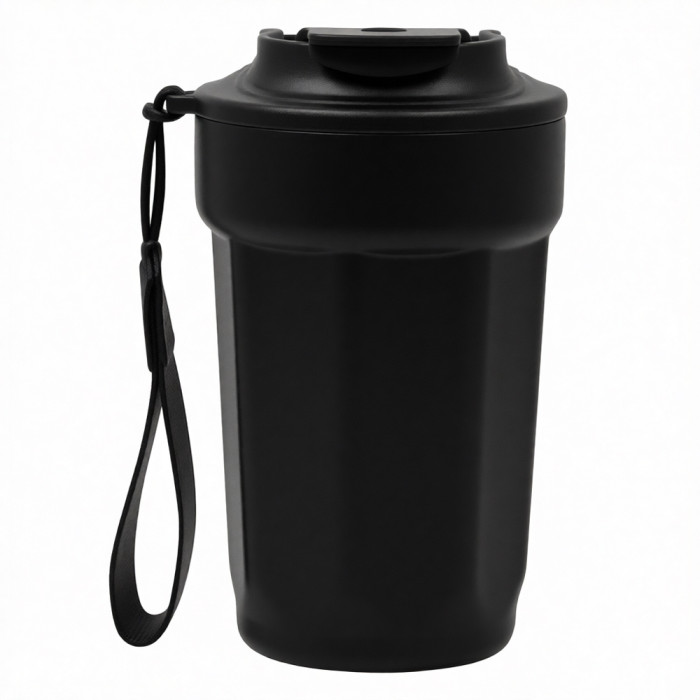 Термокружка Nara, вакуумная, стальная, 410 мл, матовая, черная