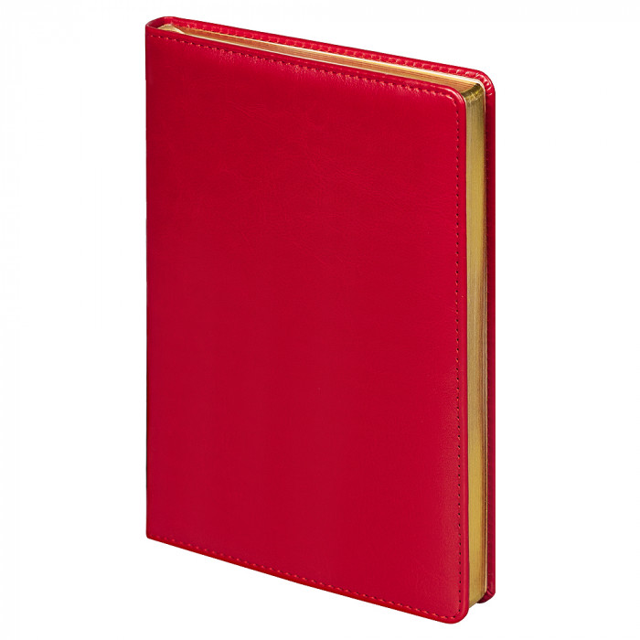 Ежедневник City Nebraska A5, недатированный, красный с золотистым срезом