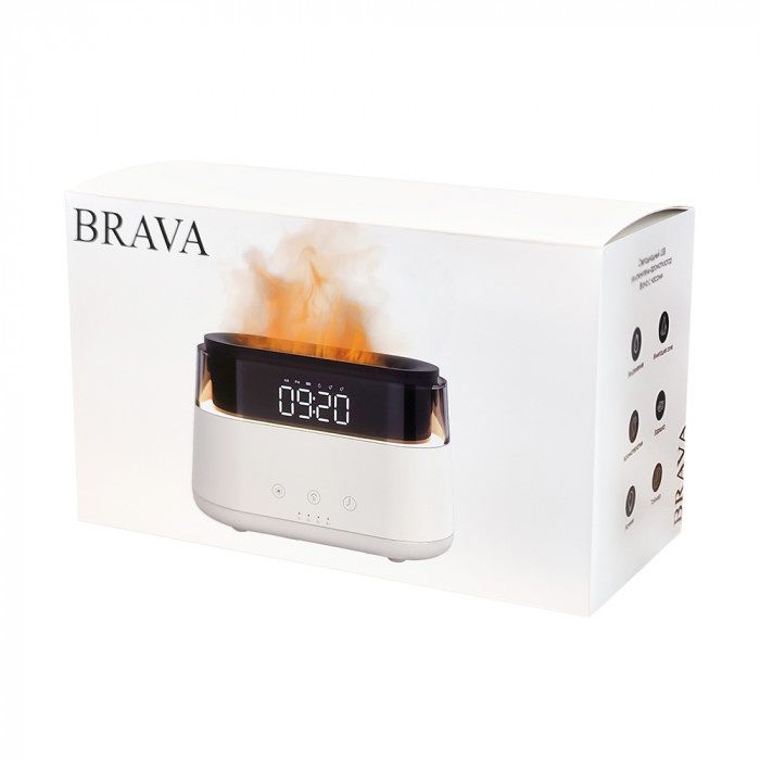 Светодиодный USB увлажнитель-ароматизатор Brava с часами с RGB подсветкой Светодиодный USB увлажнитель-ароматизатор Brava с часами с RGB подсветкой