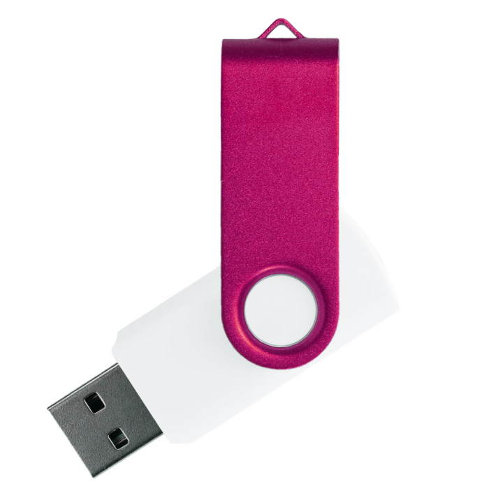 Флеш накопитель USB 2.0 Twister Сolor Mix 16GB, пластик Софт Тач/металл, белый/розовый