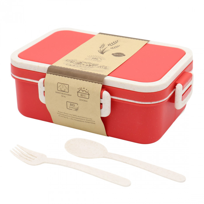 Ланчбокс (контейнер для еды) Inar из пшеничного волокна, красный.