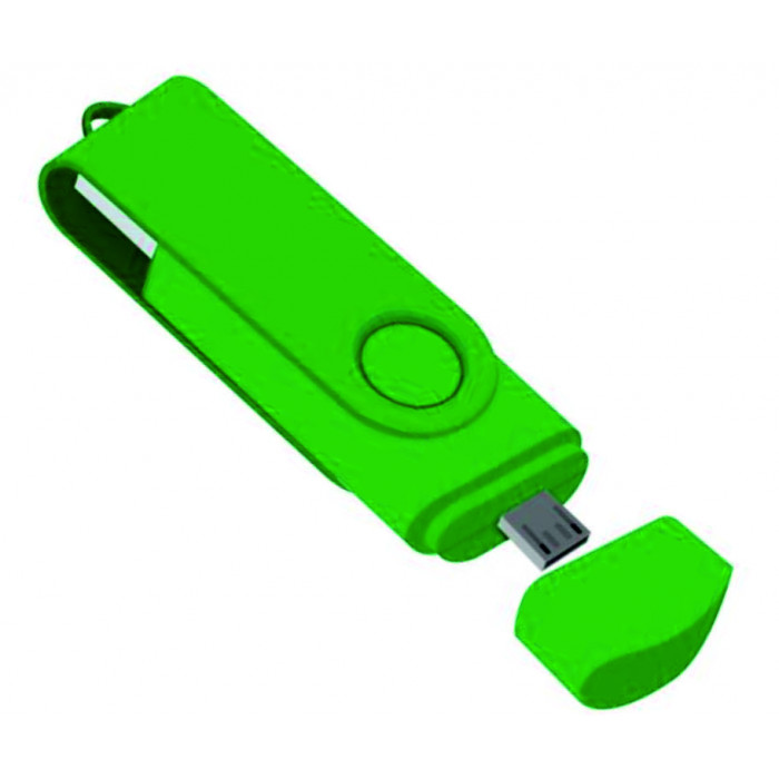 Флеш накопитель USB 2.0 Twister Smart 16GB, пластик Софт Тач/металл, зеленый/зеленый