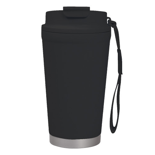 Термокружка Alba металлическая, 410 мл, черная с серебром