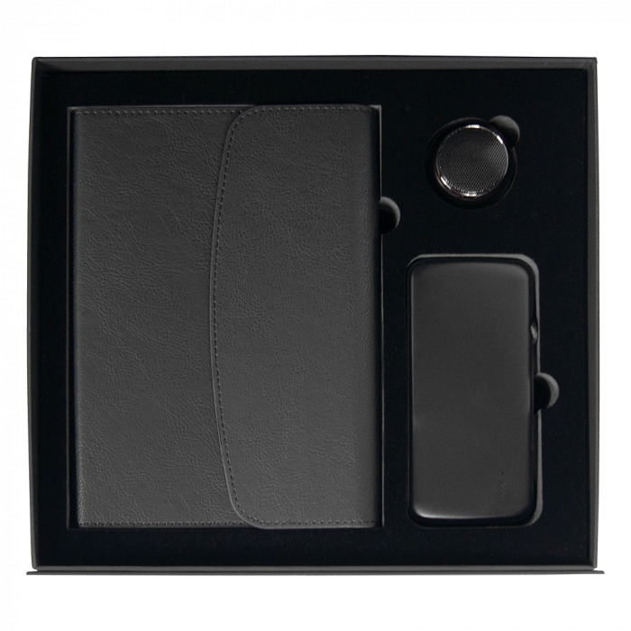 Набор подарочный Solution Prestige Trio (ежедневник в суперобложке, колонка, внешний аккумулятор) черный