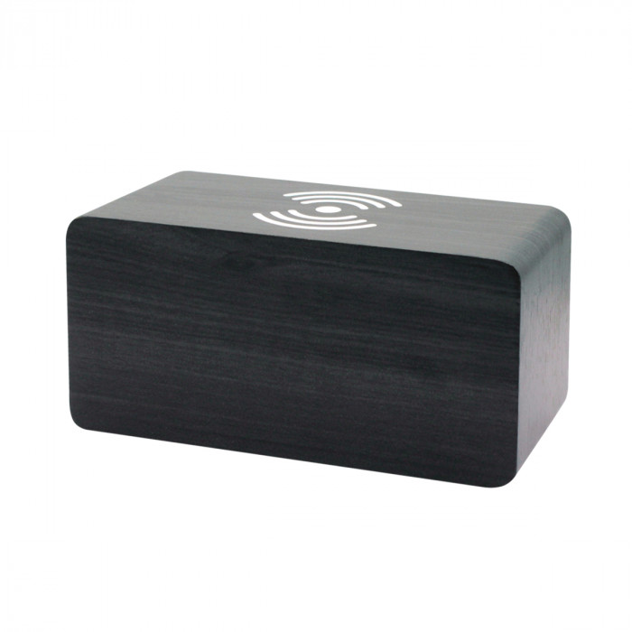 Многофункциональные часы - погодная станция с беспроводной зарядкой, черный Многофункциональные часы - погодная станция с беспроводной зарядкой, черный