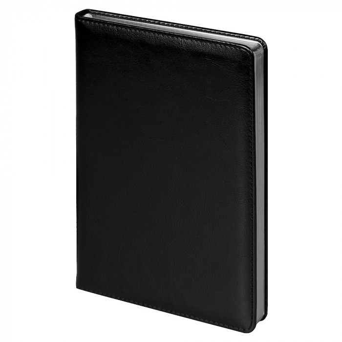 Ежедневник City Nebraska A5, недатированный, черный с серебристым срезом