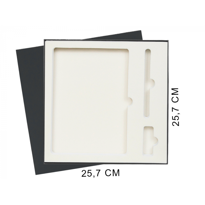 Коробка подарочная Solution Superior Linen под ежедневник, ручку и флешку, черная, 25,7x25,7 см, бежевый ложемент