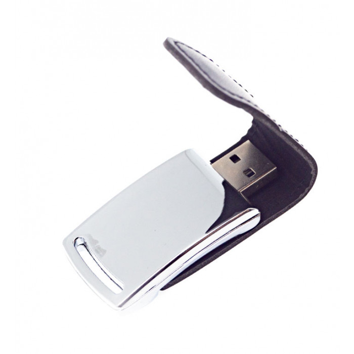 Флеш накопитель Shine, USB 2.0 32GB, металл/кожзам, серебро/черный 32GB