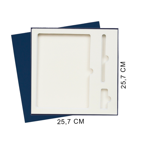 Коробка подарочная Solution Superior Linen под ежедневник, ручку и флешку, черная, 25,7x25,7 см, бежевый ложемент