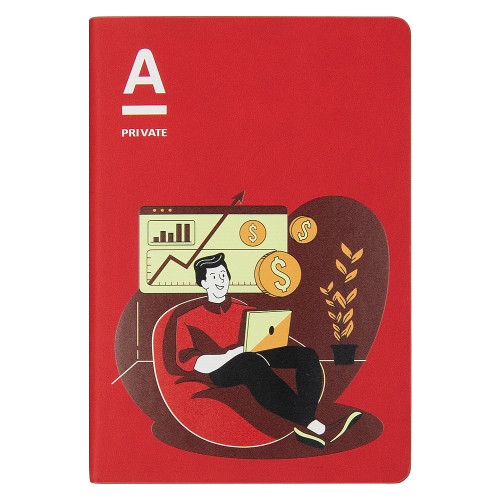 Ежедневник Flexy Latte Color Print Sample Альфабанк А5, красный, недатированный, в гибкой обложке