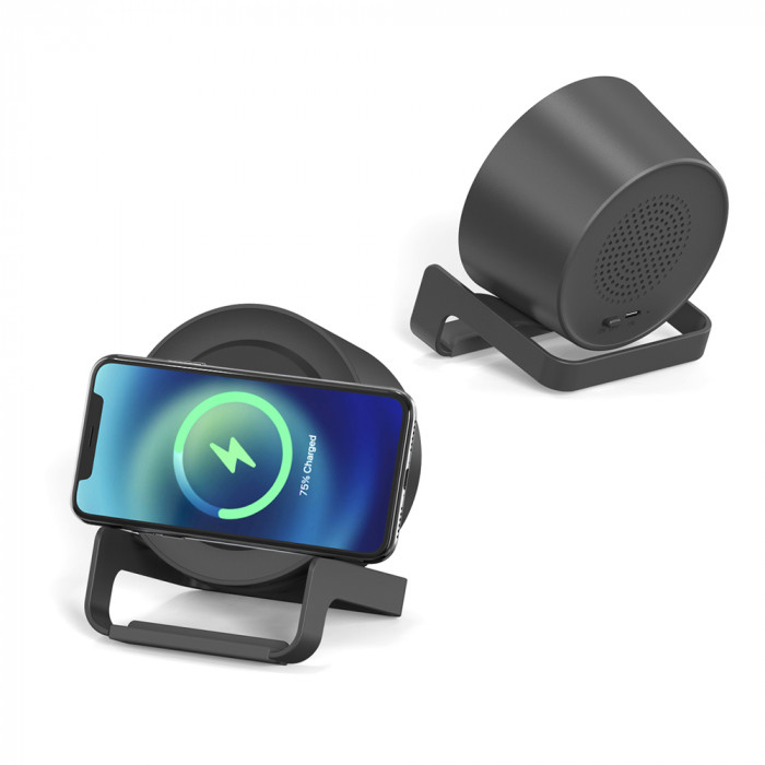 Беспроводная Bluetooth колонка U-Tone c функцией беспроводной зарядки, черный Беспроводная Bluetooth колонка U-Tone c функцией беспроводной зарядки, черный