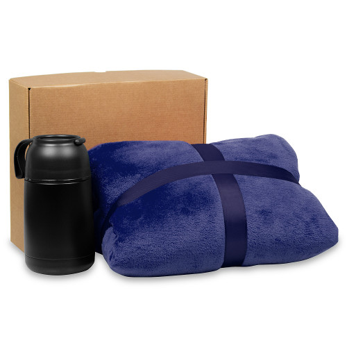 Набор подарочный Solution Duo (плед, термос для еды), синий