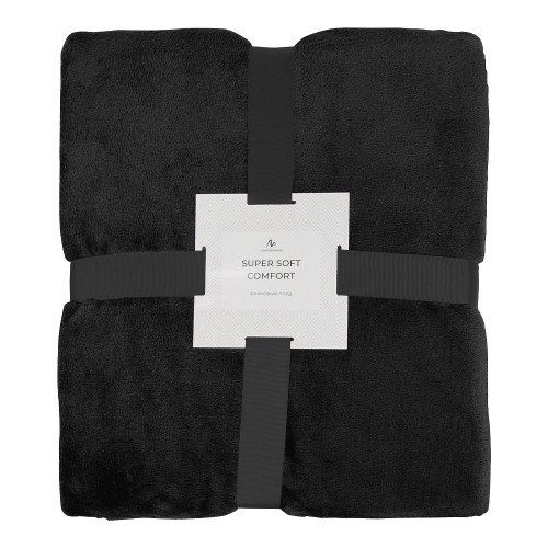 Плед мягкий флисовый Super Soft  Comfort Travel, 125*170 см, черный