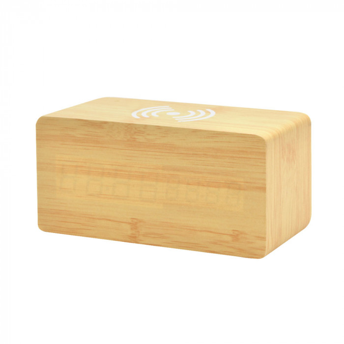 Многофункциональные часы - погодная станция с беспроводной зарядкой, бежевые Многофункциональные часы - погодная станция с беспроводной зарядкой, бежевые