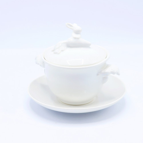 Бульонница &quot;Кролик - Везунчик&quot; с тарелкой, 425 мл, Белый