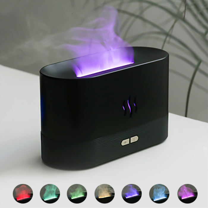 Светодиодный USB увлажнитель-ароматизатор Flame RGB, черный Светодиодный USB увлажнитель-ароматизатор Flame RGB, черный