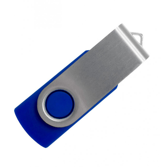 Флеш накопитель USB 2.0 Twister 16GB, пластик Софт Тач/металл, синий/серебристый