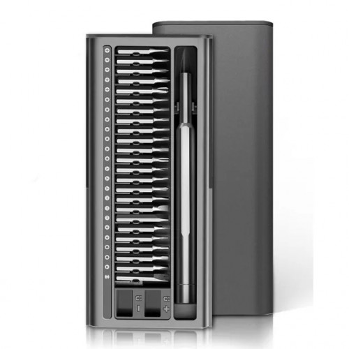 Отвертка с набором из 24 насадок Tools Workhard, темно-серая, в пластиковом футляре