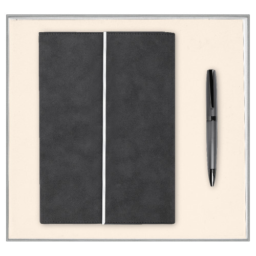 Набор подарочный Solution Prestige Duo (Ежедневник в суперобложке Country Galaxy Nuba A5+, Ручка шариковая матовая Prime), серый