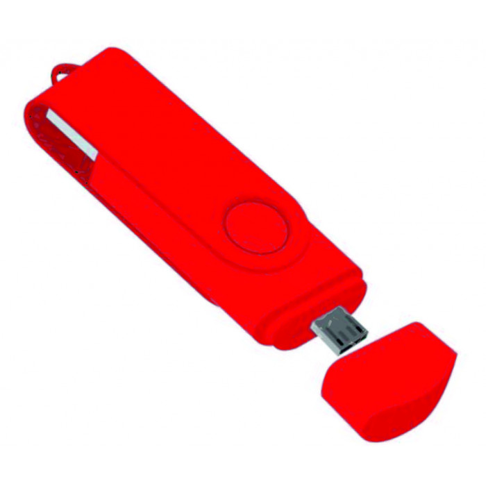 Флеш накопитель USB 2.0 Twister Smart 16GB, пластик Софт Тач/металл, красный/красный