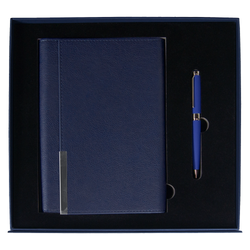 Набор подарочный Solution Prestige Duo (ежедневник в суперобложке, ручка шариковая) темно-синий