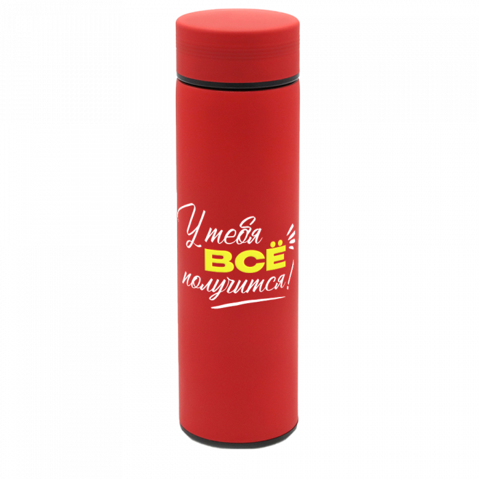 Термос Bronx софт-тач, красного цвета