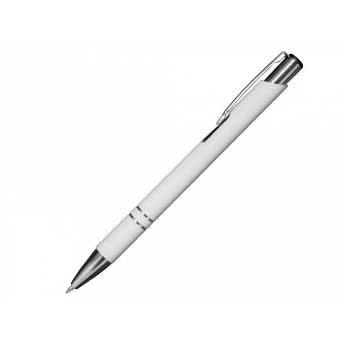 Ручка шариковая, COSMO HEAVY Requis, Софт-Тач металлическая, белая/серебристая