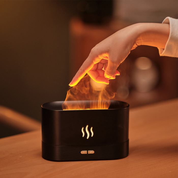 Светодиодный USB увлажнитель-ароматизатор Flame RGB, черный Светодиодный USB увлажнитель-ароматизатор Flame RGB, черный