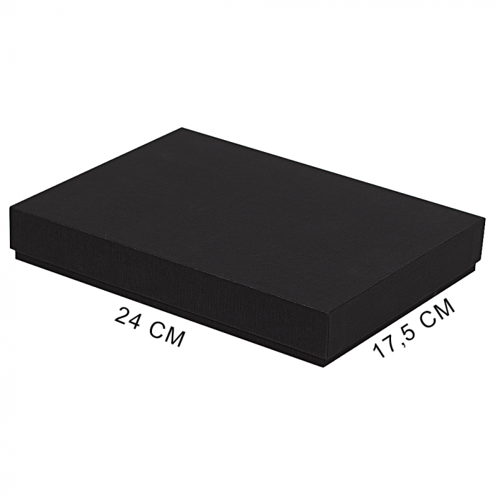 Коробка подарочная, размер 24*17,5*3 см, Solution Superior Linen, черная, бежевый ложемент под два прямоугольных предмета