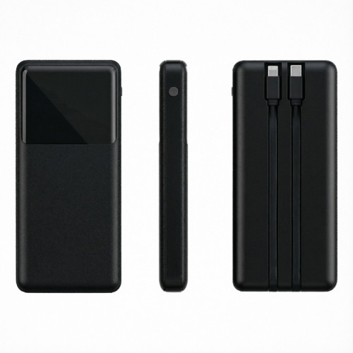 Внешний аккумулятор (powerbank)  «Stream 10»,  10 000 mAH, с двумя зарядными шнурами,  22,5W (Ватт)  super fast charge, Power Delivery (PD) 25.5W (dfnn),  c цифровым дисплеем для контроля заряда, черный