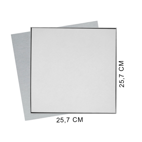 Коробка подарочная Solution Superior Alfa Linen под индивидуальную вырубку, серебро, 25,7x25,7x2,8 см, бежевый ложемент