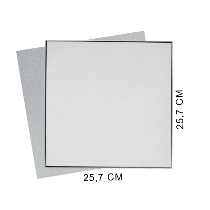 Коробка подарочная Solution Superior Alfa Linen под индивидуальную вырубку, серебро, 25,7x25,7x2,8 см, бежевый ложемент