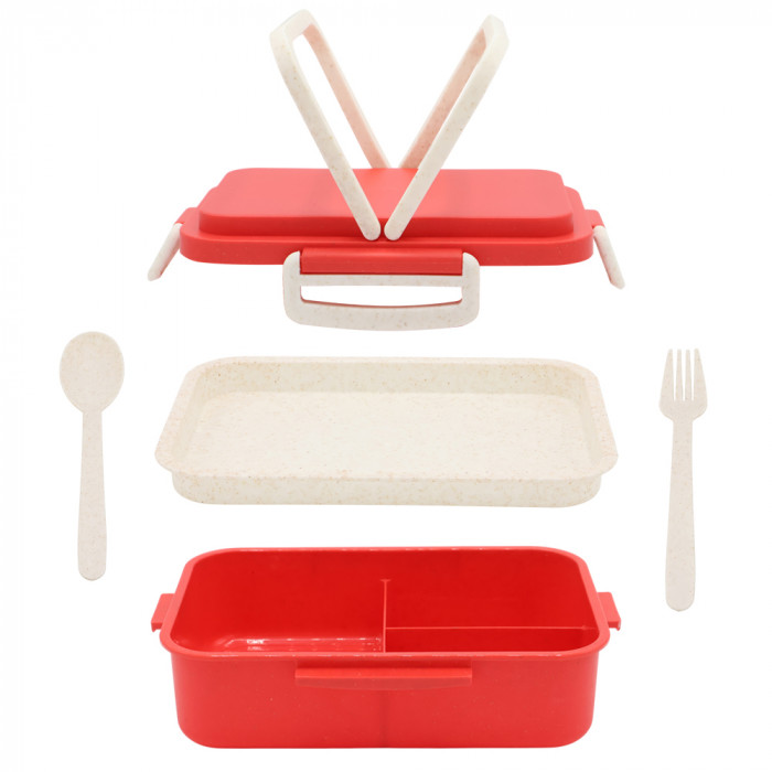 Ланчбокс (контейнер для еды) Inar из пшеничного волокна, красный.