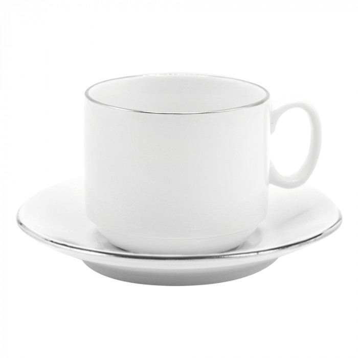 Чайная пара фарфоровая 220см³ экспресс Платиновый в коробке